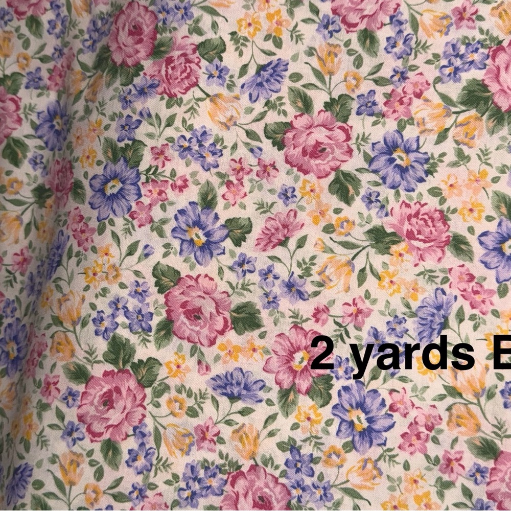 VIP Floral Cotton Fabric - Pink, Purple, Green Blossoms. So by the yard 44X 36. - Picture 3 of 4